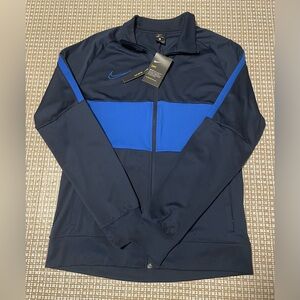 NIkE Full Zip Dri-Fit Slim Fit Black  and Blue Lightweight Jacket Large NWT